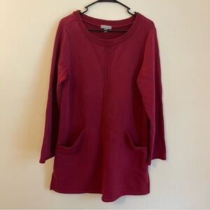 Habitat Honeycomb Terry Trimmed Pocket Dress M Maroon Berry Lagenlook Artsy